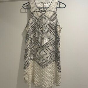 Parker White and Black Beaded Mini Dress